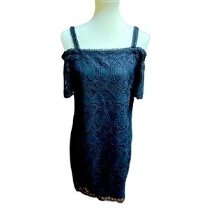 WHBM Lace Overlay Cold Shoulder Dress